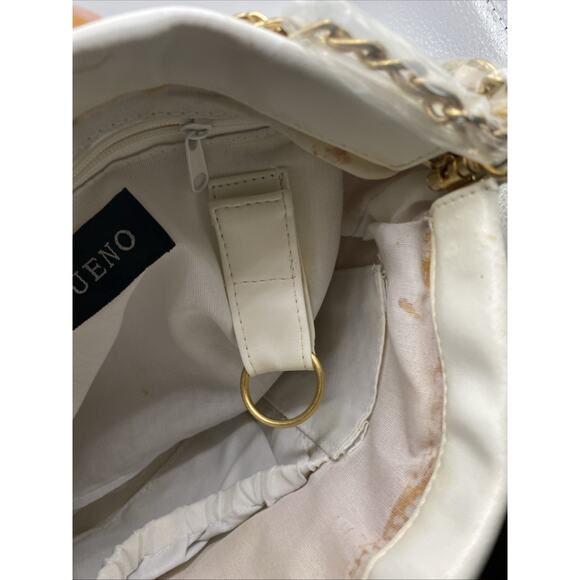 Bueno WhiteFaux Leather Bag Purse Chain Woven Shoulder Strap NWT - Picture 10 of 10